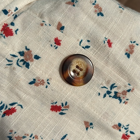 👗NWT Monteau Linen/Rayon Floral Dress Tie Waist Button Shabby Chic Cottage - Picture 14 of 16